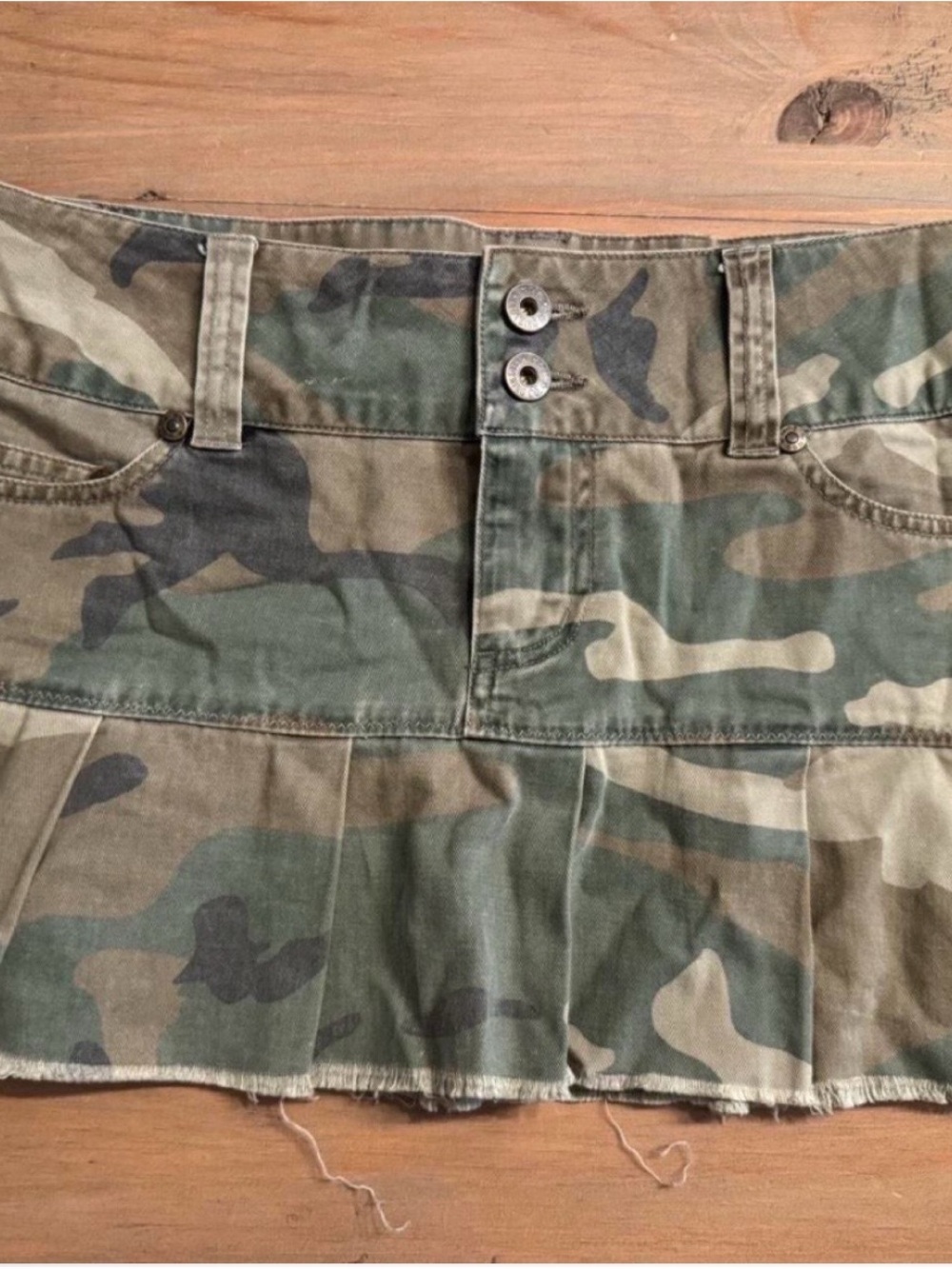 ROE Kids Camo Pleated Mini Skirt - Green, Brown